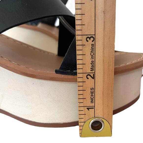 LUCKY BRAND Mimya Womens Leather Open Toe Wedge Sandals Women’s 9 Black Platform - Picture 9 of 10